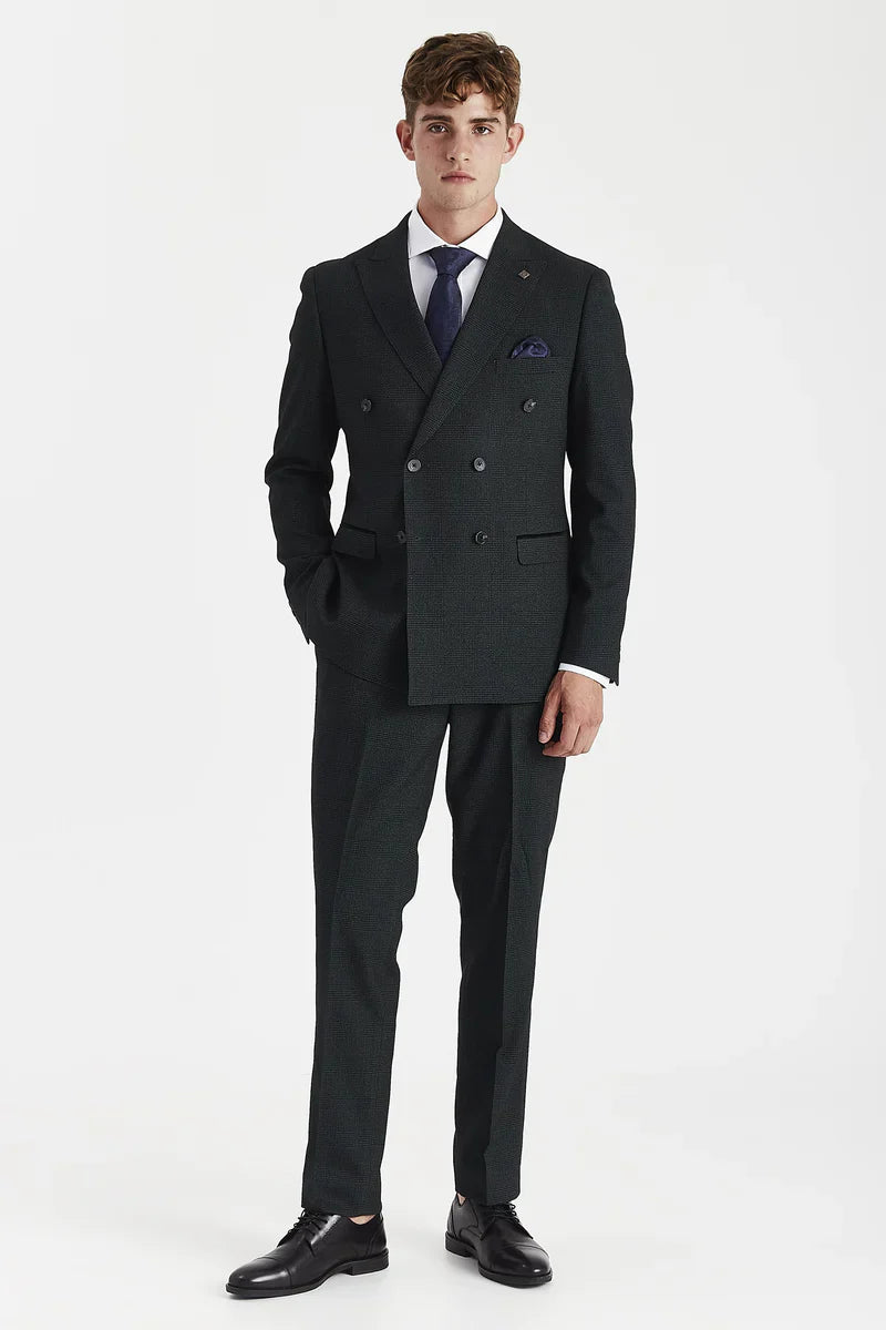 Regent - Green Checked Double Breasted Blazer for Men