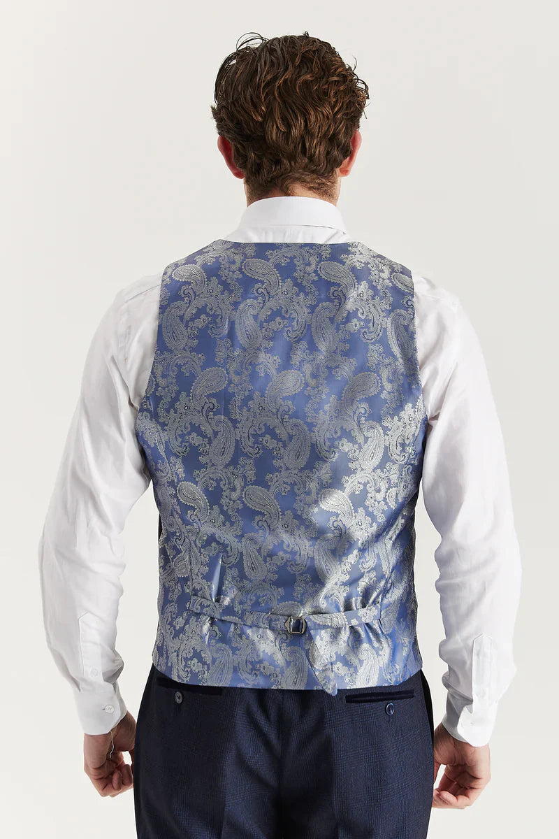 Regent - Men's Navy Plaid Check Waistcoat