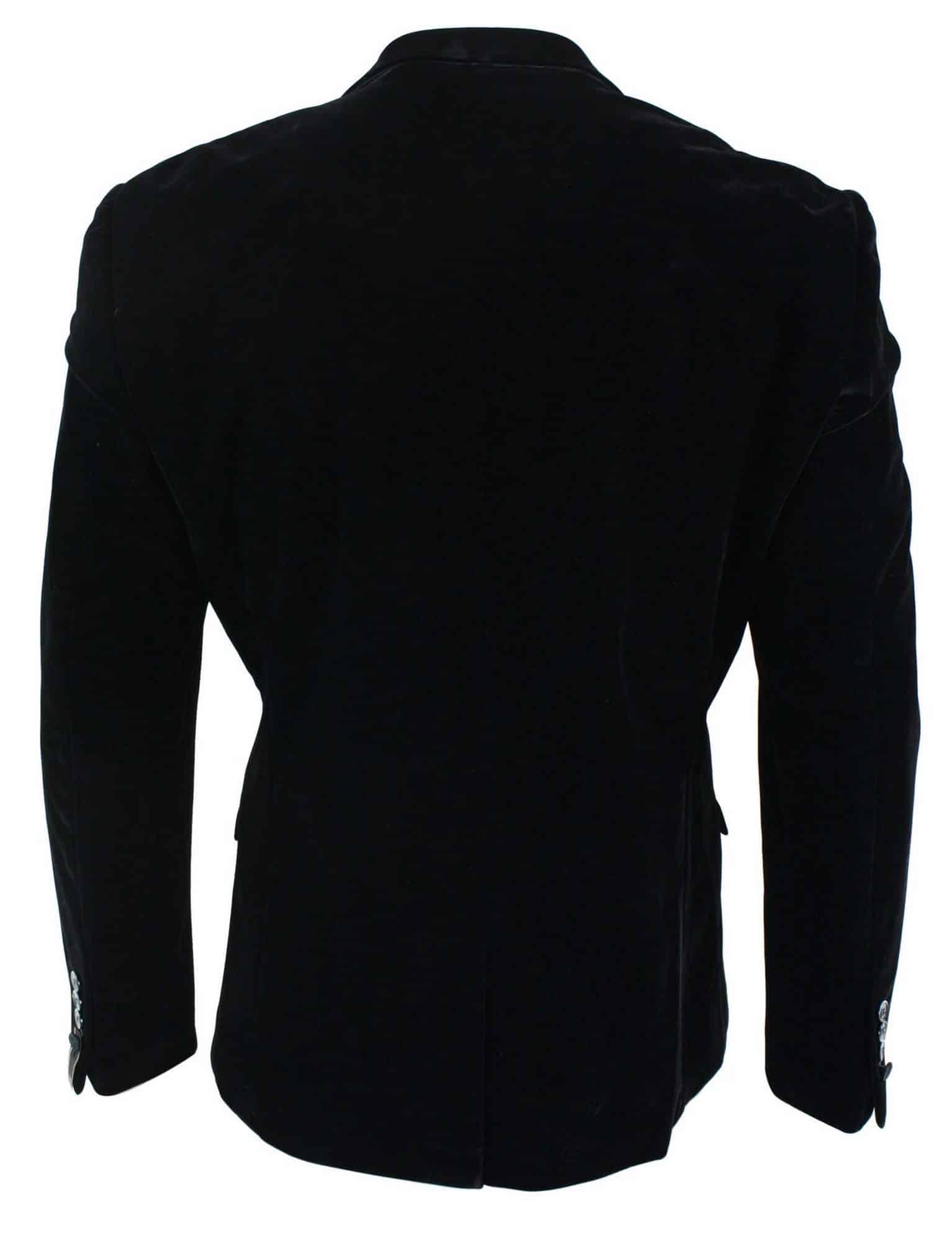 Cavani Rosa - Mens Soft Velvet Black Navy 1 Button Dinner Jacket Tuxedo Blazer Smart Casual Fit-Black