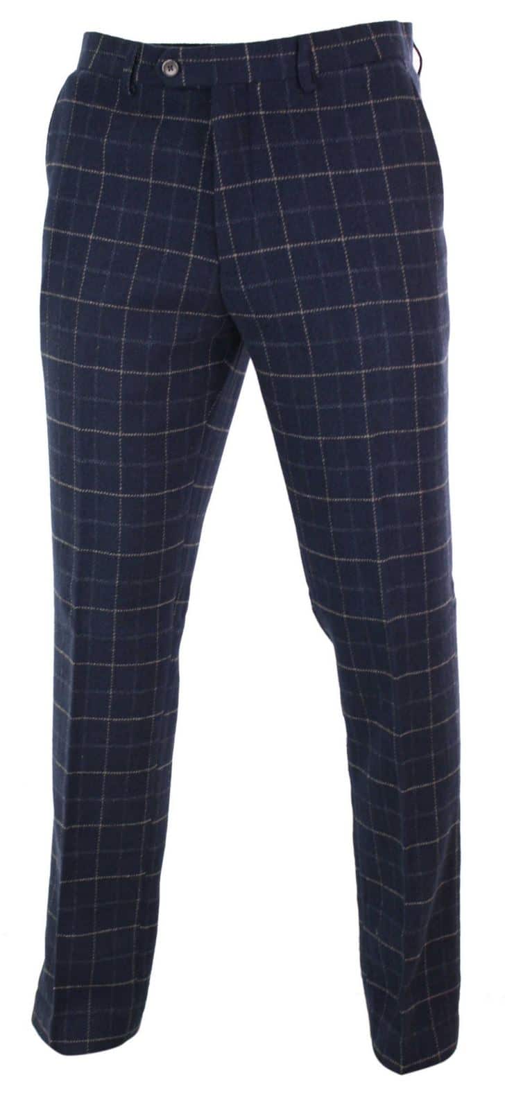 Cavani Shelby - Mens Classic Tweed Check Vintage 1920s Vintage Trousers