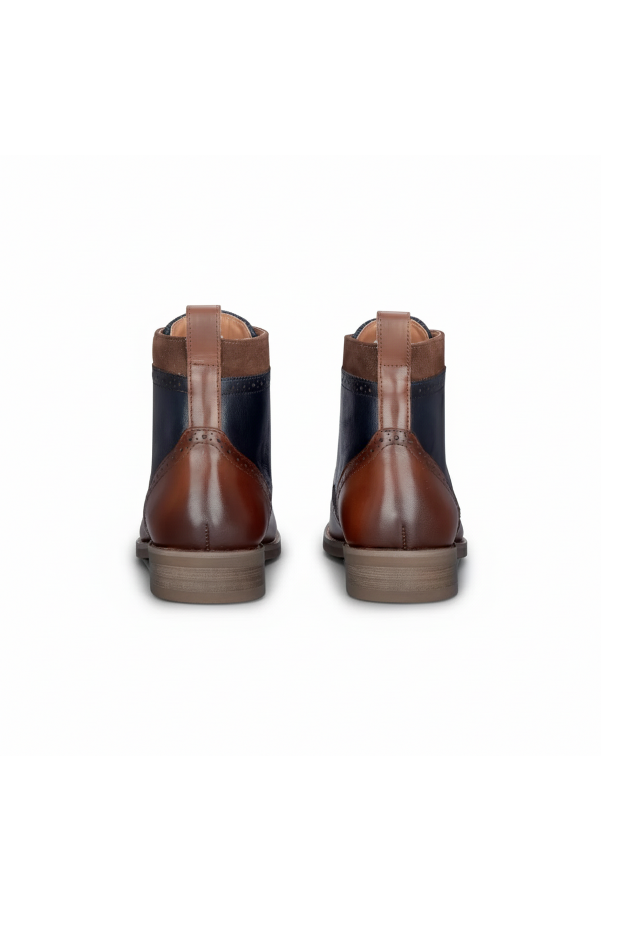Teddy - Men's Brown Leather Navy Tweed Oxford Shoes