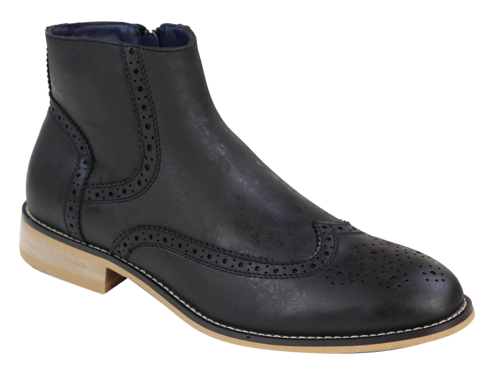 Mens Zip-Up 1920s Vintage Brogue Boots