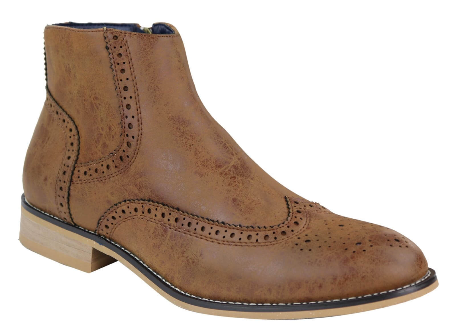 Mens Zip-Up 1920s Vintage Brogue Boots