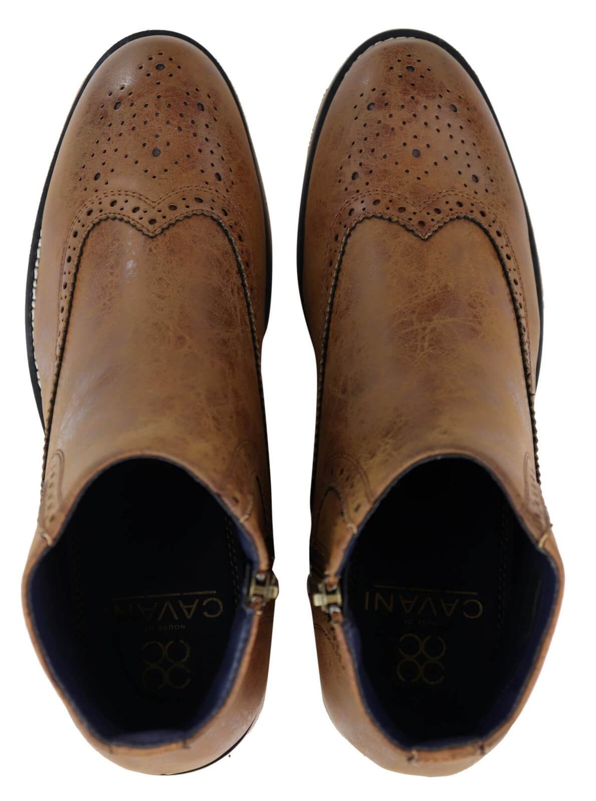 Mens Zip-Up 1920s Vintage Brogue Boots