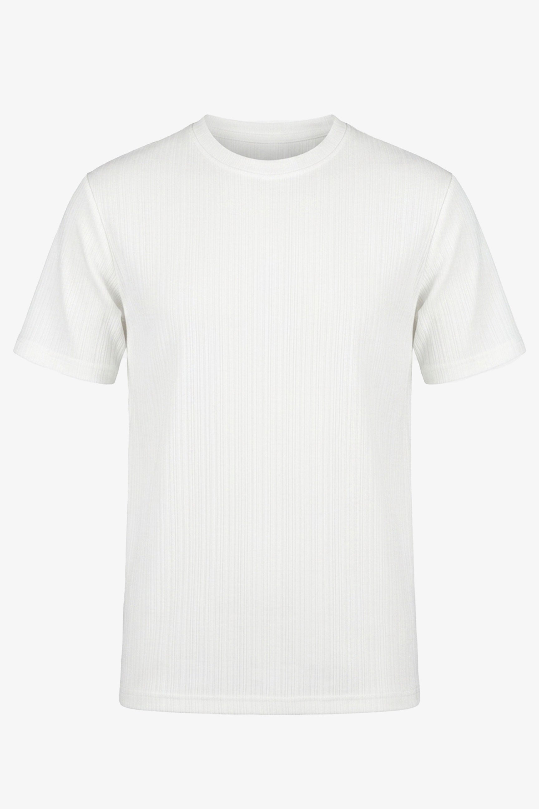 White Ribbed Classic TShirt for Men