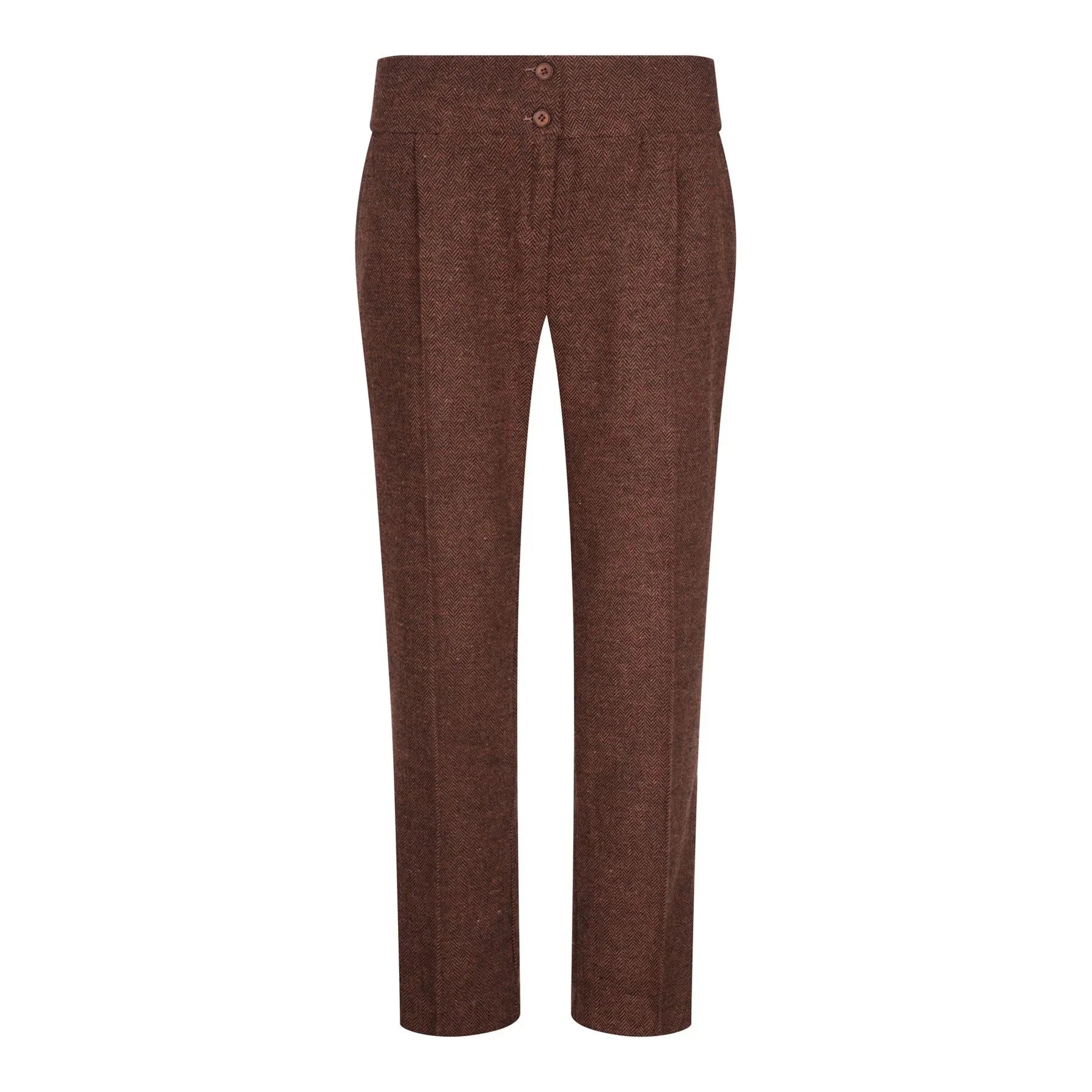 WS-12 - Women's Tweed Suit Trousers Herringbone Wool Rust Brown