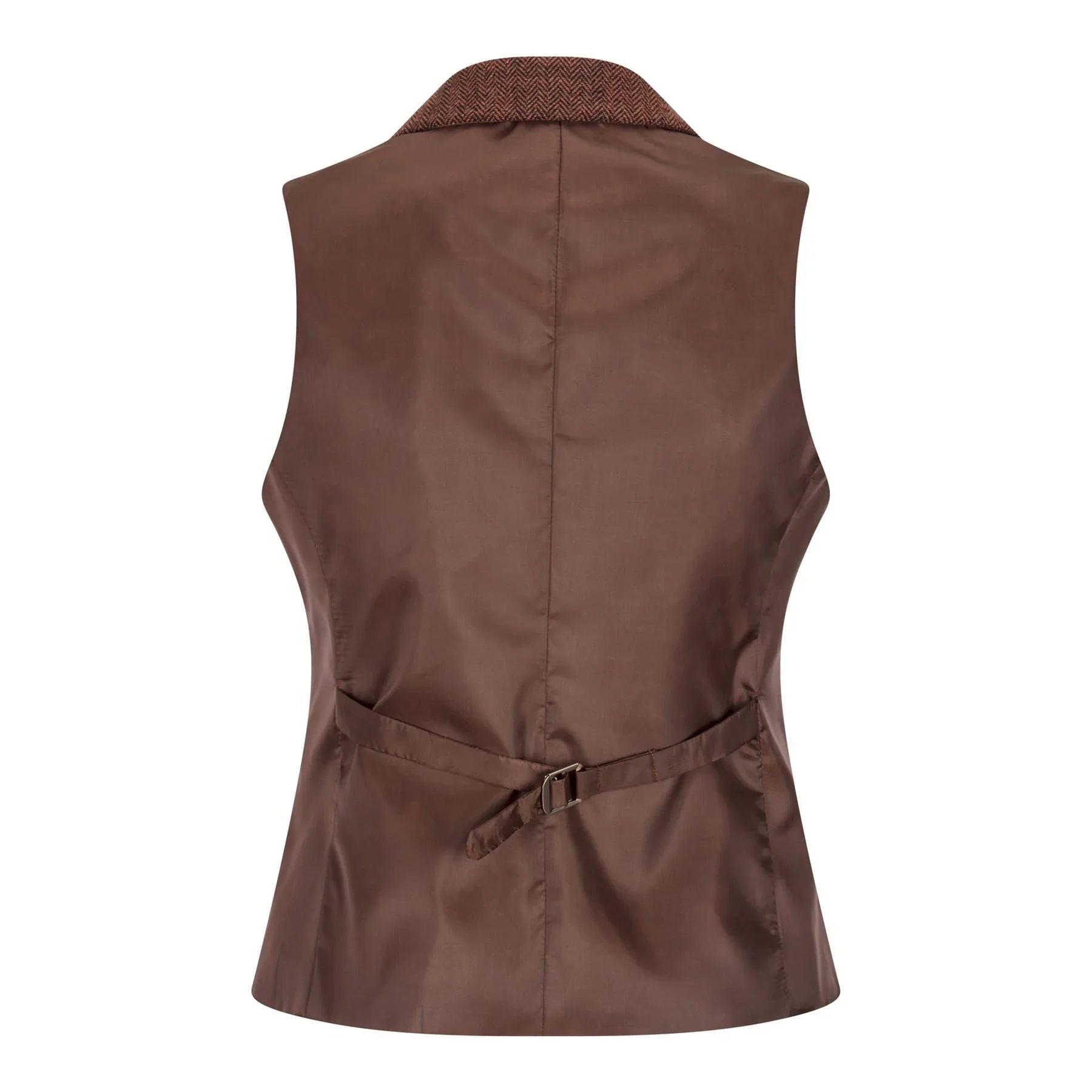 WS-12 - Women's Tweed Suit Waistcoat Herringbone Wool Rust Brown