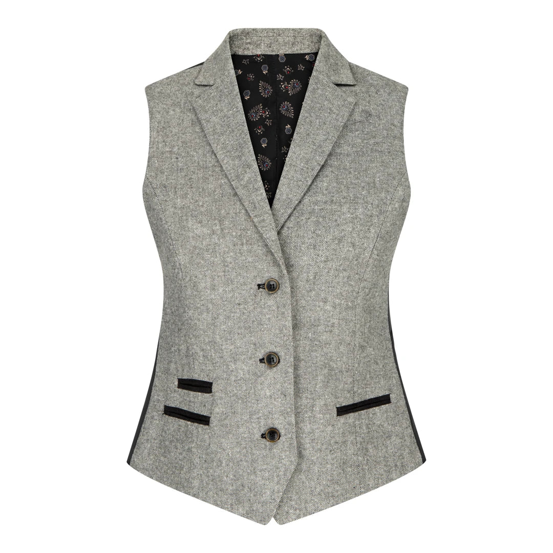 wsn03 - Women's Tweed Grey Blazer Waistcoat Elow Patch Peaky 1920s