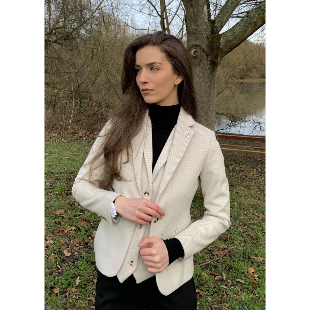 WSN15 - Women's Cream Wool Blend Tweed Waistcoat